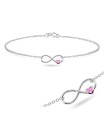 Infinity Symbol with Heart CZ Stone Silver Anklet ANK-320